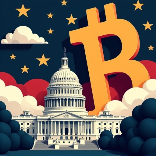 Placeholder image: Bitcoin and U.S. government iconic illustration