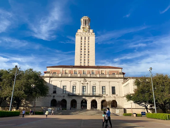 University of Texas, Austin tower and cityscape, with music venues nearby